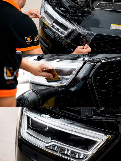 Защита фар Audi полиуретановой плёнкой