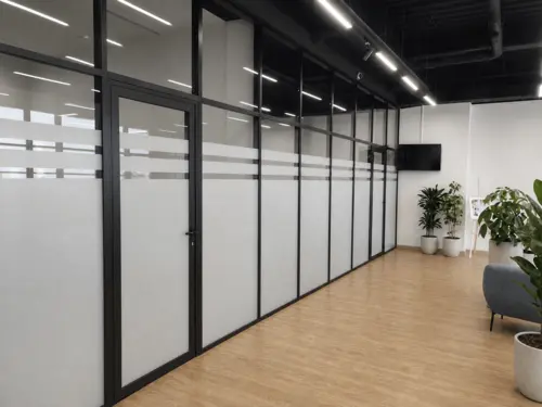 Установка белой матовой плёнки на перегородки офиса - фотография 3